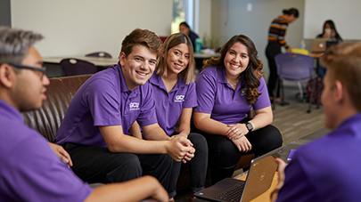 Group of Grand Canyon Learning Lounge tutors wearing purple shirts