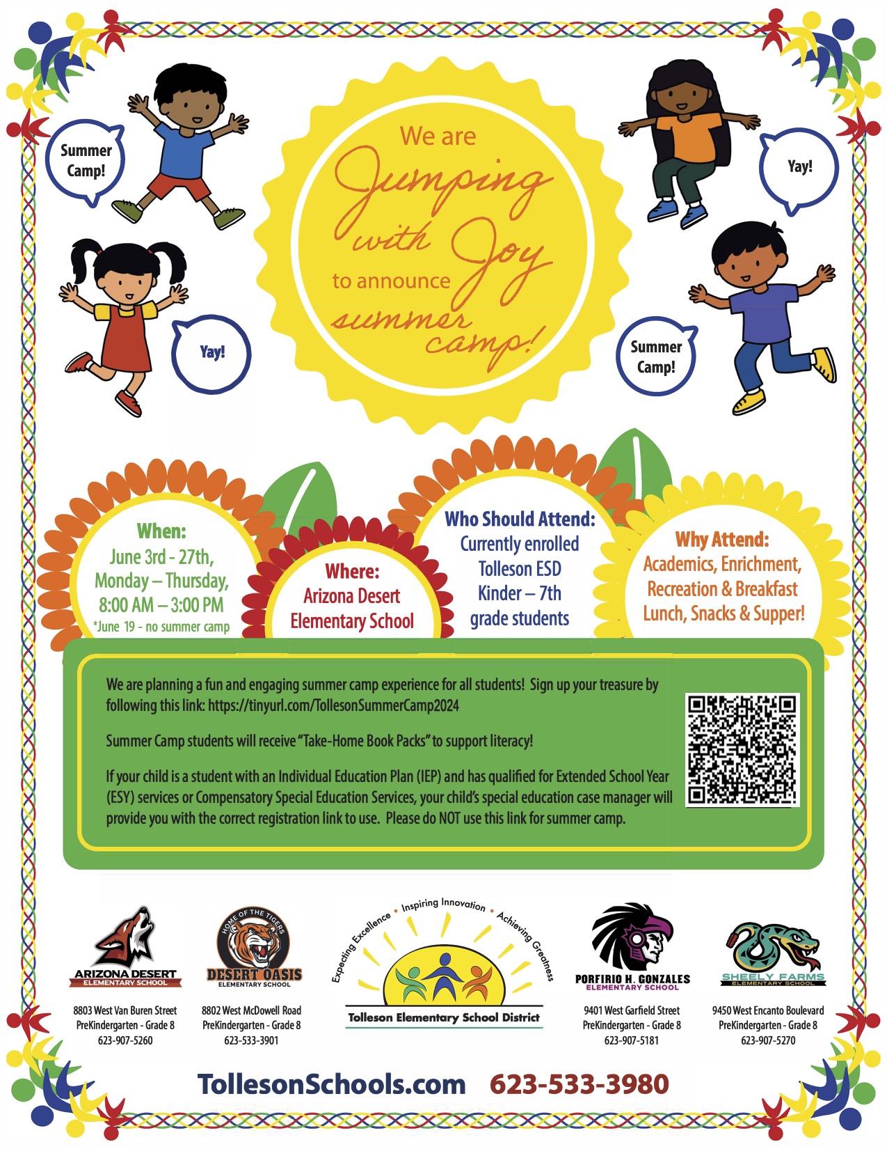 We are jumping with joy to announce summer camp flyer